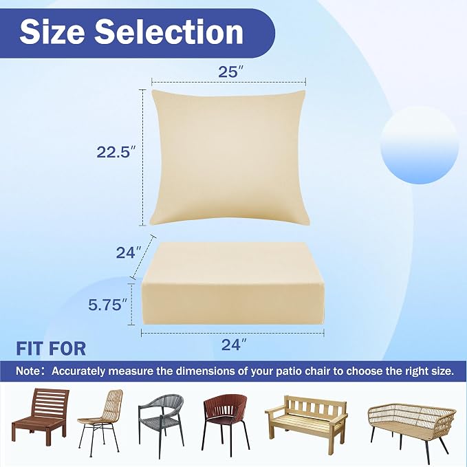 IASEAHK Outdoor Seat Cushion Set, Waterproof & Fade Resistant Patio Chair - Image 2