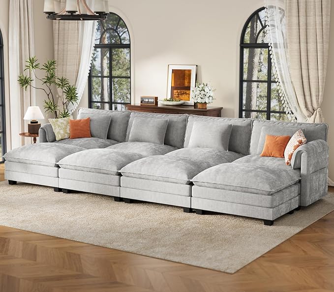 ELUCHANG Oversized 153" Modular Sectional Sofa, Comfy Deep Seat Cloud Couch by ELUCHANG