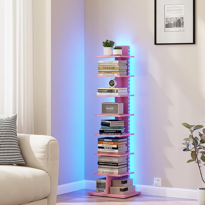 TUTOTAK Narrow Bookshelf, 8-Tier Bookcase by ChoosetutotakFurnitureBuildYourCozyHome