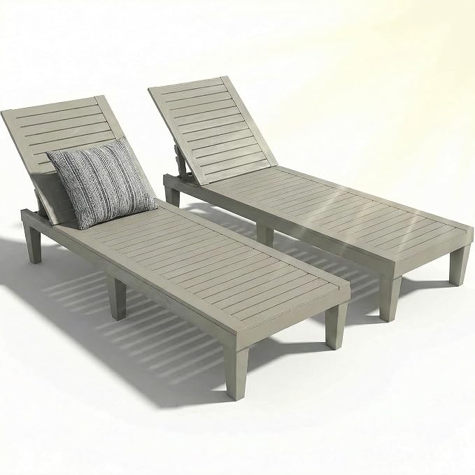 Lounge Chair Outdoor, High-Impact PP 5 Position Adjustable Tanning Chair by EFU