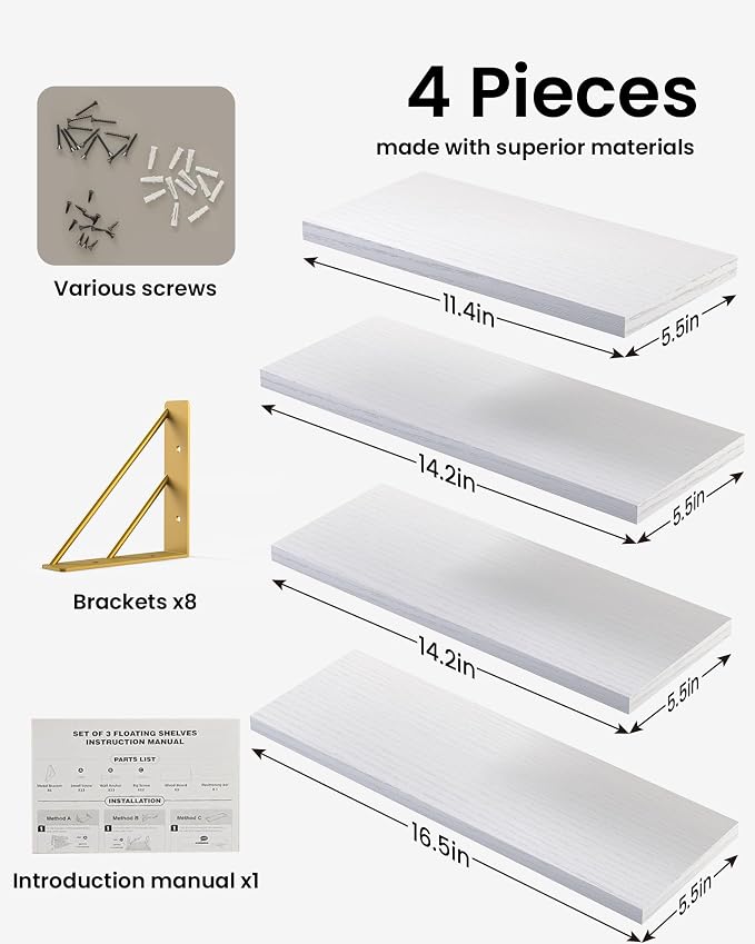 BAYKA Wall Shelves for Bedroom Decor, Floating Wall Shelf for Living Room - Image 7