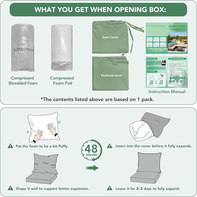 Summsun Outdoor Cushions for Patio Furniture, Double-Sided Waterproof Backrest - Image 6
