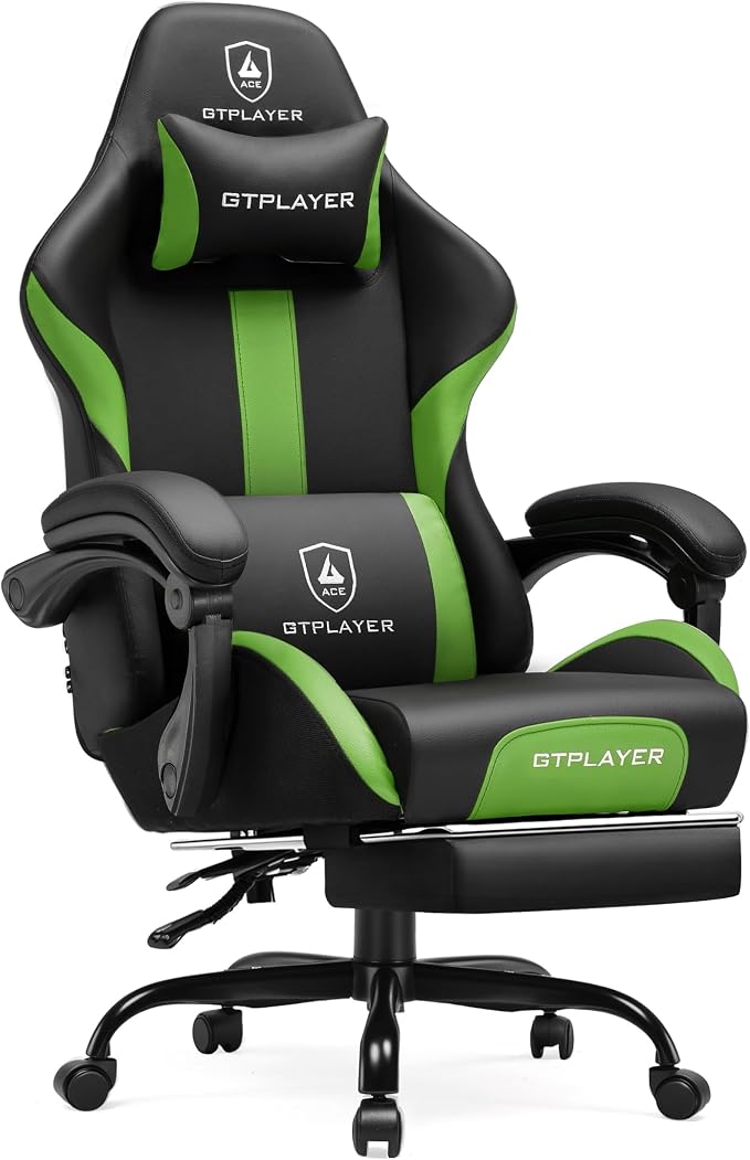 GTPLAYER Gaming Chair with Pocket Spring Cushion, Leather Office Chair with by GTPLAYER