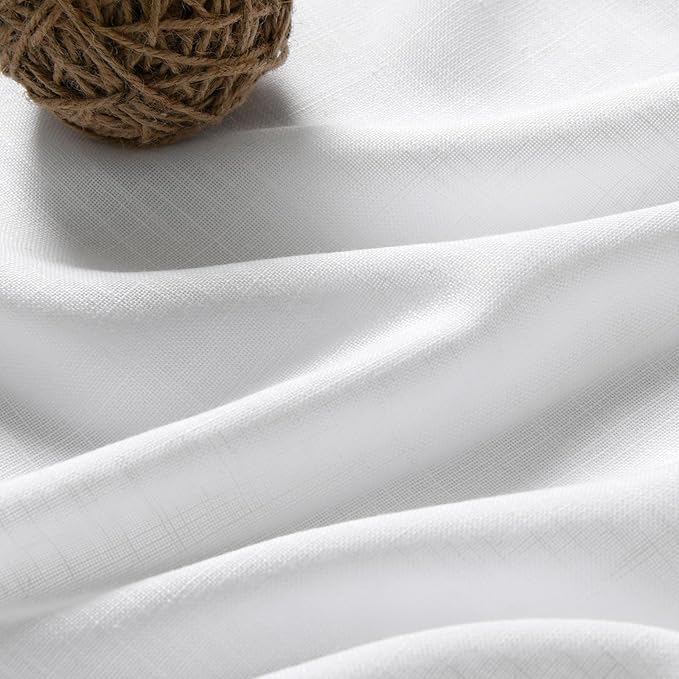 Nanspring White Linen Curtains 65 Inch Length - Image 5