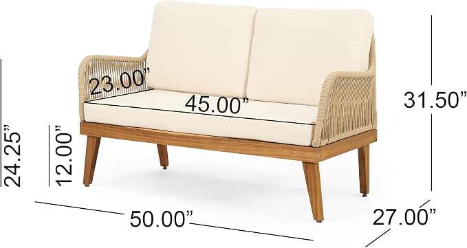 VilroCaz 4-Pieces Acacia Wood Patio Furniture Set, All-Weather Outdoor Patio - Image 3