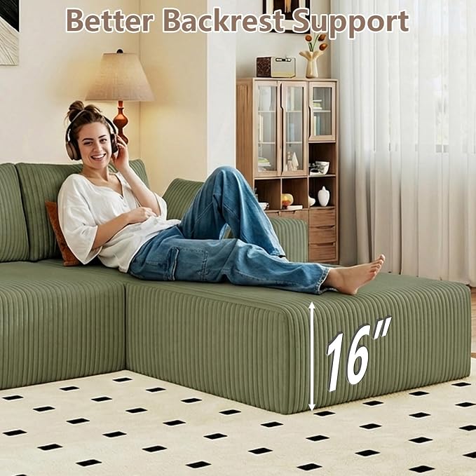 95" Cloud Sectional Couch with L-Shape Chaise, Modular Comfy Sofa Chaise Longue - Image 4