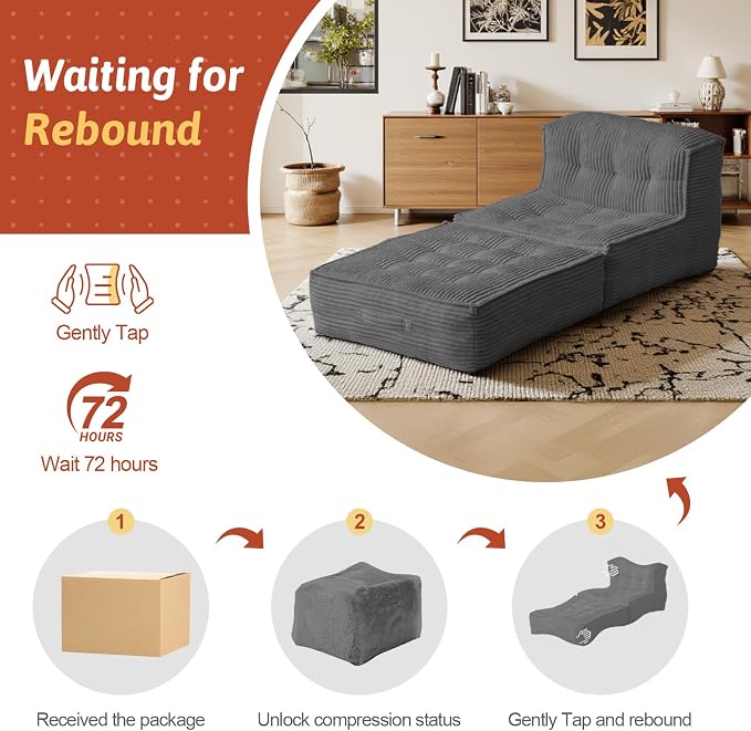 5-in-1 Convertible Folding Sofa Bed, Frameless Convertible Couch - Image 7