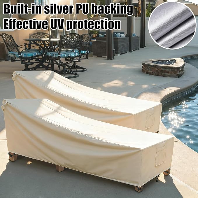 Outdoor Chaise Lounge Covers Waterproof Patio Lounge Chair Covers, 600D - Image 4