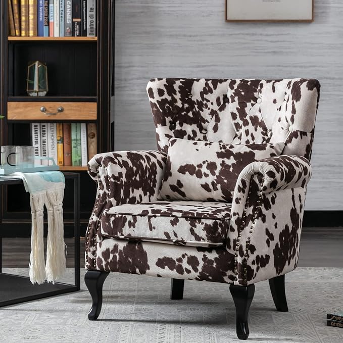 Mid Century Accent Chair Modern Button Tufted Armchair Wingback Club Chair - Image 2