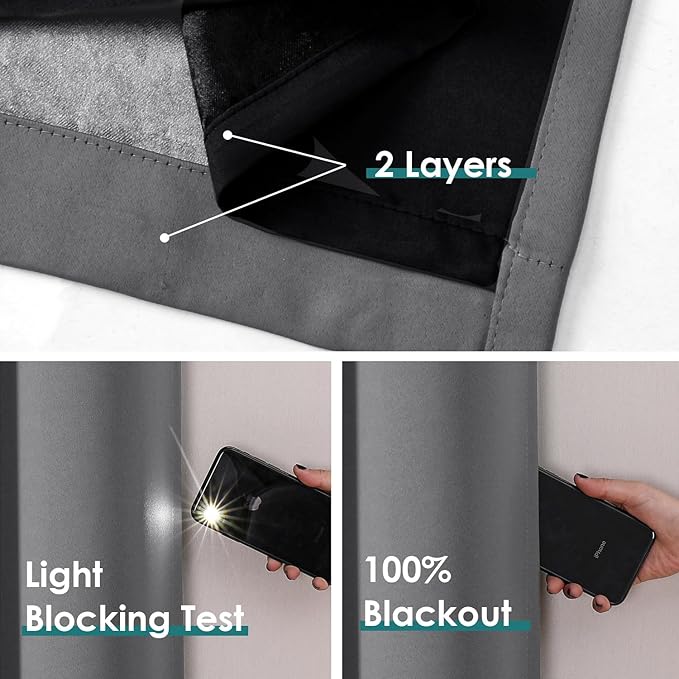 ChrisDowa 100% Blackout Curtains 72 inch Long - Image 4