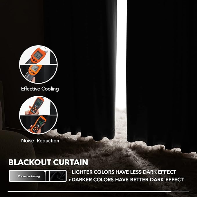 Deconovo Blackout Curtains, Thermal Insulated, W42 x L84 2 Panels, Back Tab - Image 5
