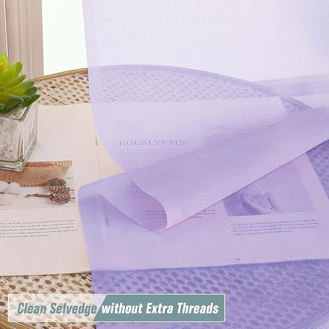Lavender Sheer Curtains for Window 72 inches Long 2 Panels Set, Soft Airy - Image 2