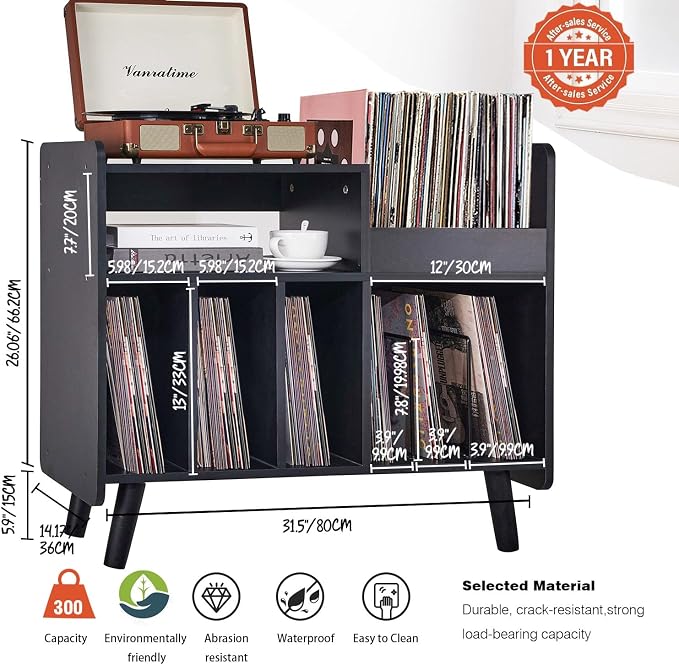 Record Player Stand, Large Record Player Table Cabinet - Image 3