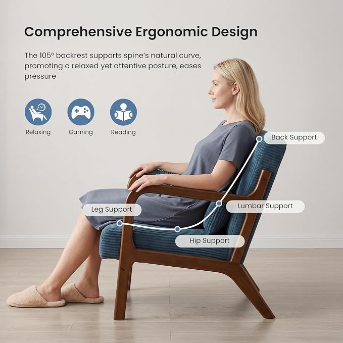 DUMOS Mid Century Modern Accent Chair, Upholstered Armchair - Image 5