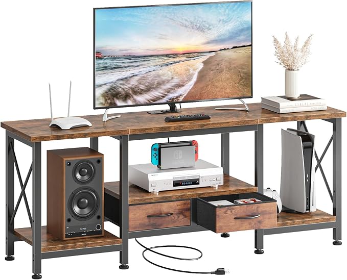 DUMOS 55” TV Stand with Power Outlets, Entertainment Center by DumosLifestyle