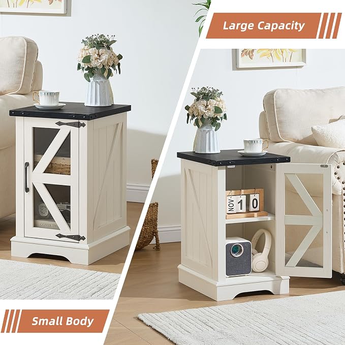 Joaxswe Narrow Night Stand Set 2, Farmhouse Side End Table - Image 9