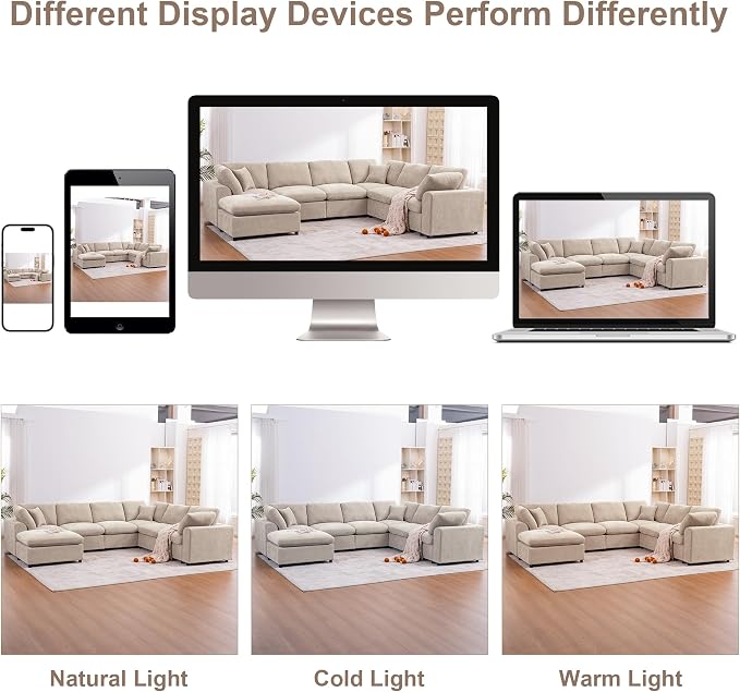 Oversized Modular Sectional Sofa Couch, Large 7 Seater Corner Sofa Modern U - Image 8