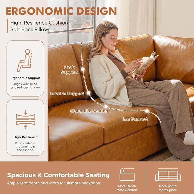 ABCASA Oversized Modular V Shaped Sectional Couches - Image 5