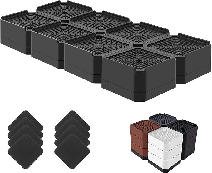 Bed Risers Heavy Duty, Adjustable Furniture Riser Blocks Lift 1.5, 4.3 inches by LiftLevelYourBed
