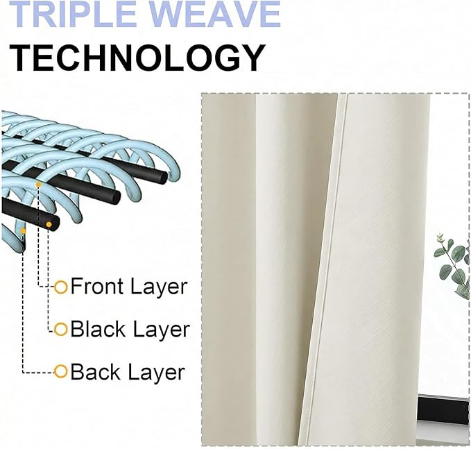 Simplebrand Ava Ivory Short Light Filtering Curtains - Image 5