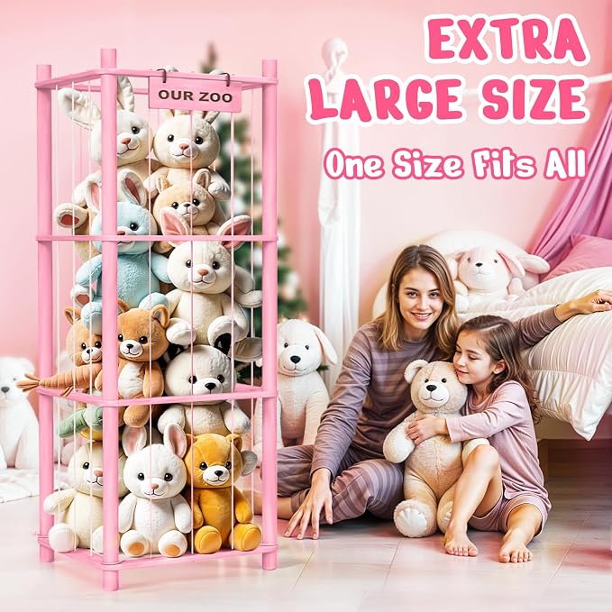 Woodure Stuffed Animal Storage & Organizer, Wooden Cute Zoo Toy Holder - Image 5