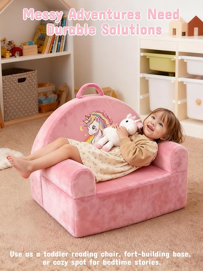 Kids Sofa Chair with Removable Washable Cover & Magic-Tape Backrest Toddler - Image 4