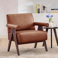 STHOUYN Brown Leather Accent Chairs, Mid Century Modern Chair, Side Arm Chairs by STHOUYN