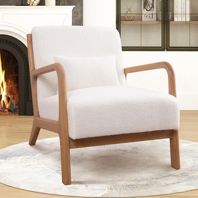 ANJ Mid Century Modern Accent Chair, Single Fabric Lounge Reading Armchair - Image 5