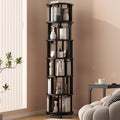 Muwuele Solid Wood Rotating Bookshelf on Wheels, 6 Tier, Round Revolving by Muwuele