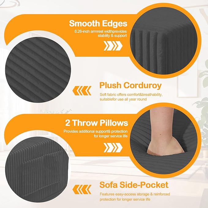 Erament 3 Seater Boneless Couch Sofa Bed, Compression Convertible Futon Floor - Image 4
