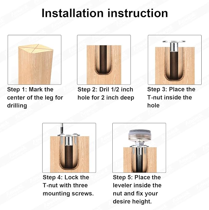 Heavy Duty Furniture Leveling Feet Adjustable Furniture Leg Levelers - Image 6