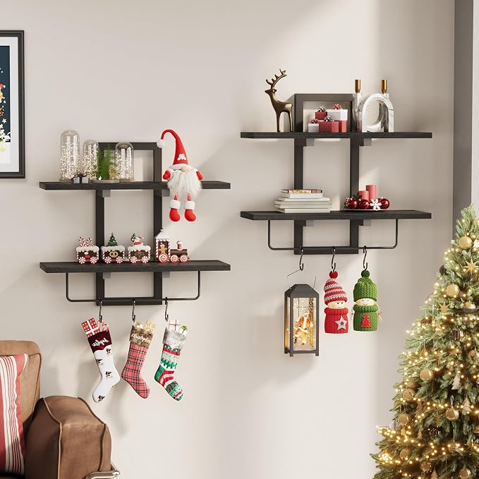 Creso hom Floating Shelves, Hanging Bathroom Shelves 2-Tier, Wall Mounted - Image 8