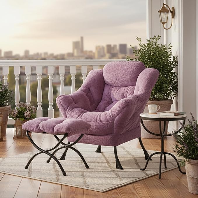 Tiita Lazy Chair with Ottoman, Comfy Leisure Sofa Armchair with Ottoman - Image 3