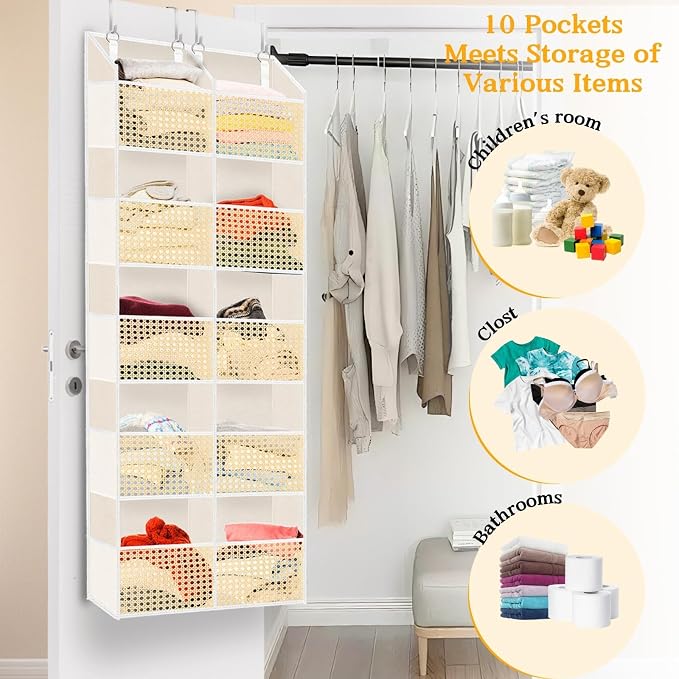 Over The Door Organizer 5 Tiers, Extra Large Behind Door Storage of 10 - Image 6