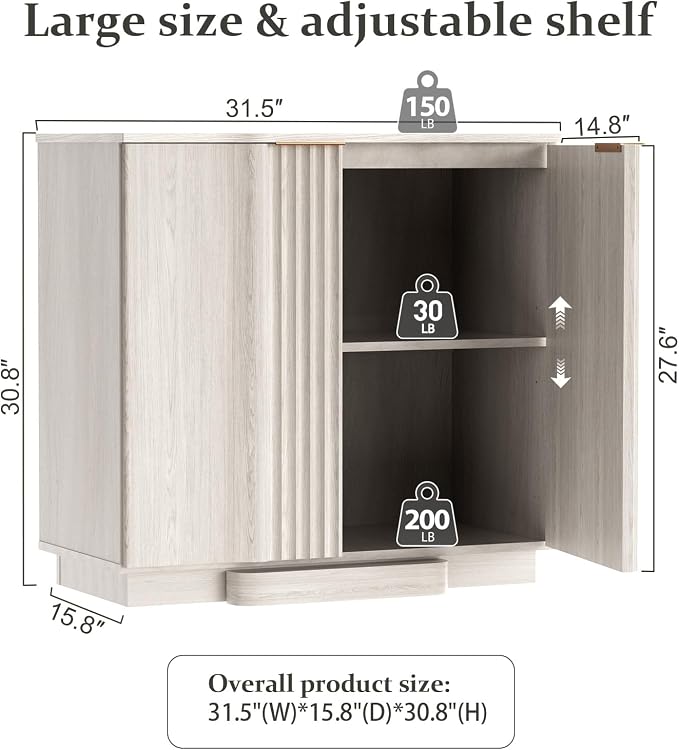 Brafab Buffet Cabinet, 31.5" Modern Farmhouse Accent Sideboard Cabinet - Image 2