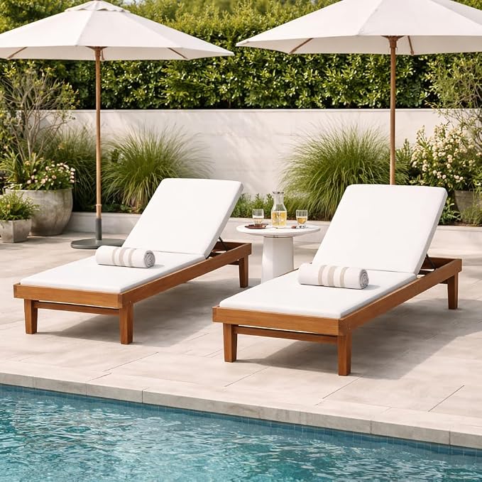 Christopher Knight Home Dina Set of 2 Chaise Lounge Chair Outdoor, Acacia Wood by ChristopherKnightHome