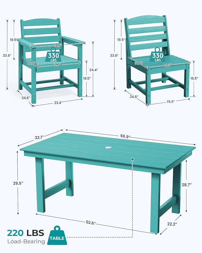 SERWALL Patio Dining Sets for 10 Person, HDPE Dining Set - Image 4