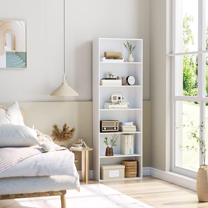 FOTOSOK 6-Tier Open Bookcase and Bookshelf, Freestanding Display Storage - Image 5