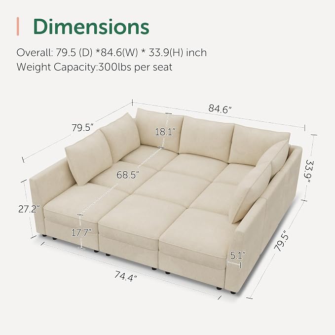 HONBAY Modular Sectional Sleeper Sofa - Image 2