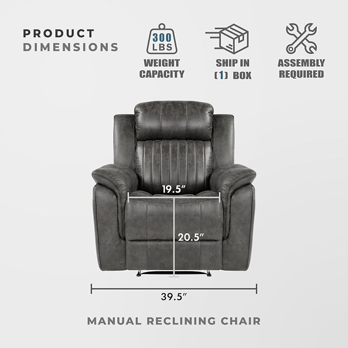 Lexicon Recliner Chair, Home Theater Seating, Manual Polished Microfiber - Image 4