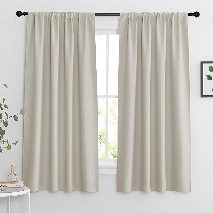 RYB HOME Curtains for Bedroom Living Room 63 inches Long, Thermal Insulated by RYBHOME