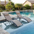 PURPLE LEAF Patio Chaise Lounge Set of 3 Outdoor Lounge Chair Beach Pool by PURPLELEAF