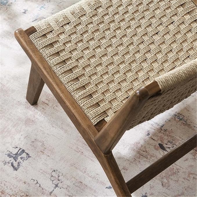 Modway Saoirse Woven Rope Wood Accent Lounge Chair in Walnut Natural - Image 8