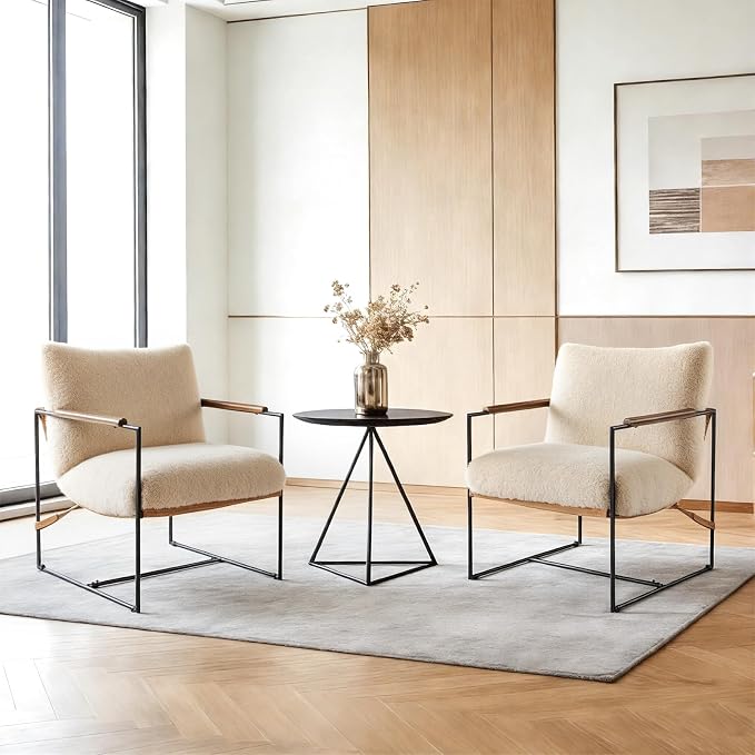 VINGLI 28" Wide Plush Upholstery Sling Modern Accent Chairs Set of 2, Cute by VINGLI