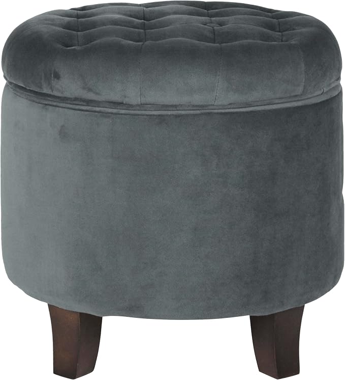 Homepop Home Decor | Upholstered Round Velvet Tufted Foot Rest Ottoman | Ottoman by HomePop