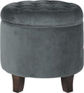 Homepop Home Decor | Upholstered Round Velvet Tufted Foot Rest Ottoman | Ottoman by HomePop