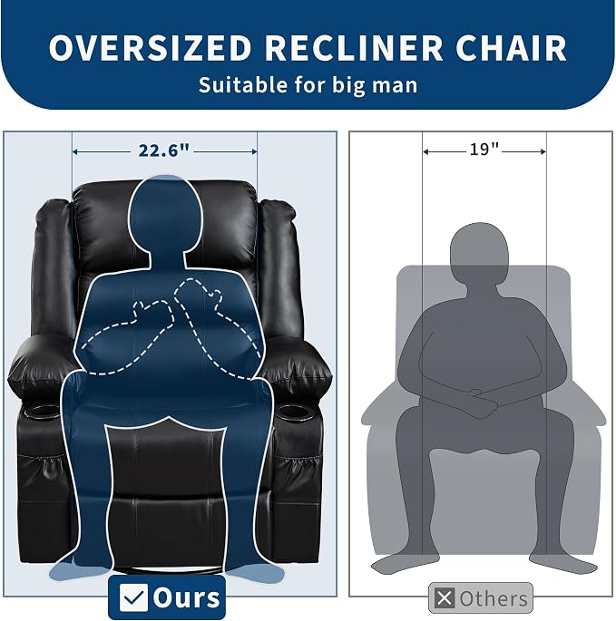 Rocking Recliner Chair for Adults Wide 360° Swivel Rocker Recliner - Image 5