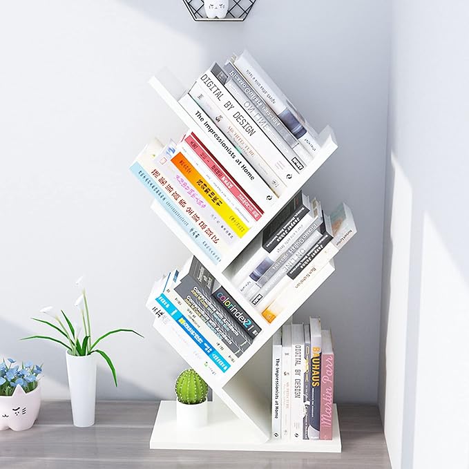 Godferyxin Small Bookcase for Desk Decor, 5-Tier White Wood Small Bookshelf – - Image 7