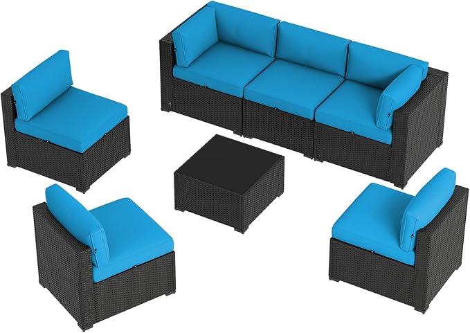 Aoxun 7 Piece Patio Furniture Set, Wicker Rattan Patio Sectional Sofa, Outdoor - Image 8