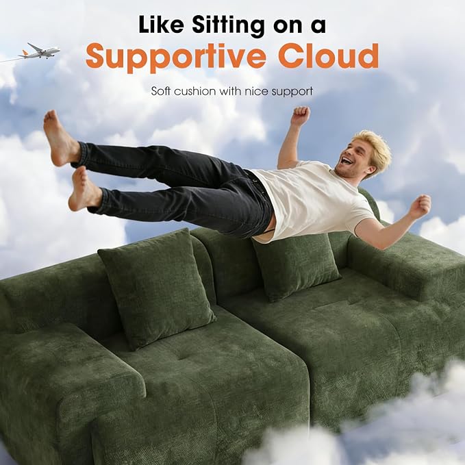 83.5" Boneless Loveseat with Ottoman, Cloud Comfy Couches - Image 3